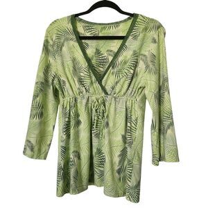 Nautica Sleepwear Pajama Top Vintage Leaf Pattern Wrap Top Size Large